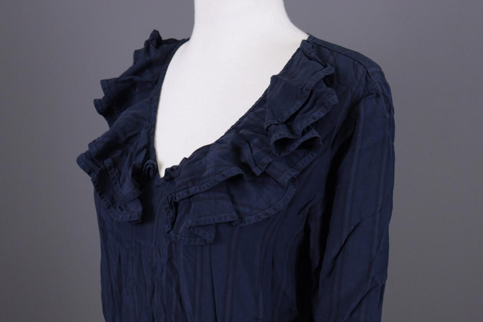 Designer Manila Grace Blue 3/4 Sleeve V-Neck Midi Dress 44 / M Size M / US 6-8 / IT 42-44 - 9 Thumbnail
