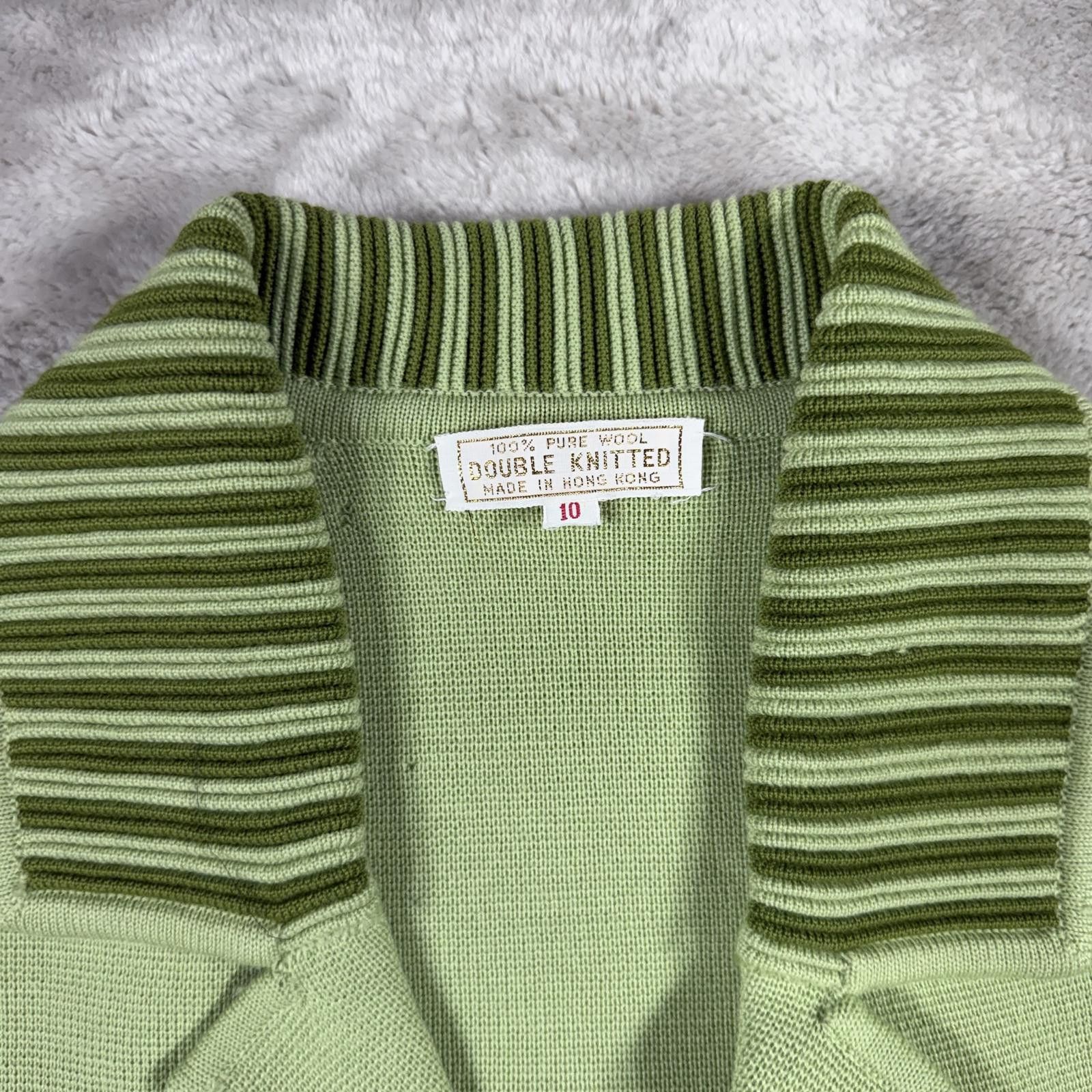 Unknown London Cardigan Women's 10 Mint Green Pure Wool Double Knitted Size L / US 10 / IT 46 - 4 Thumbnail