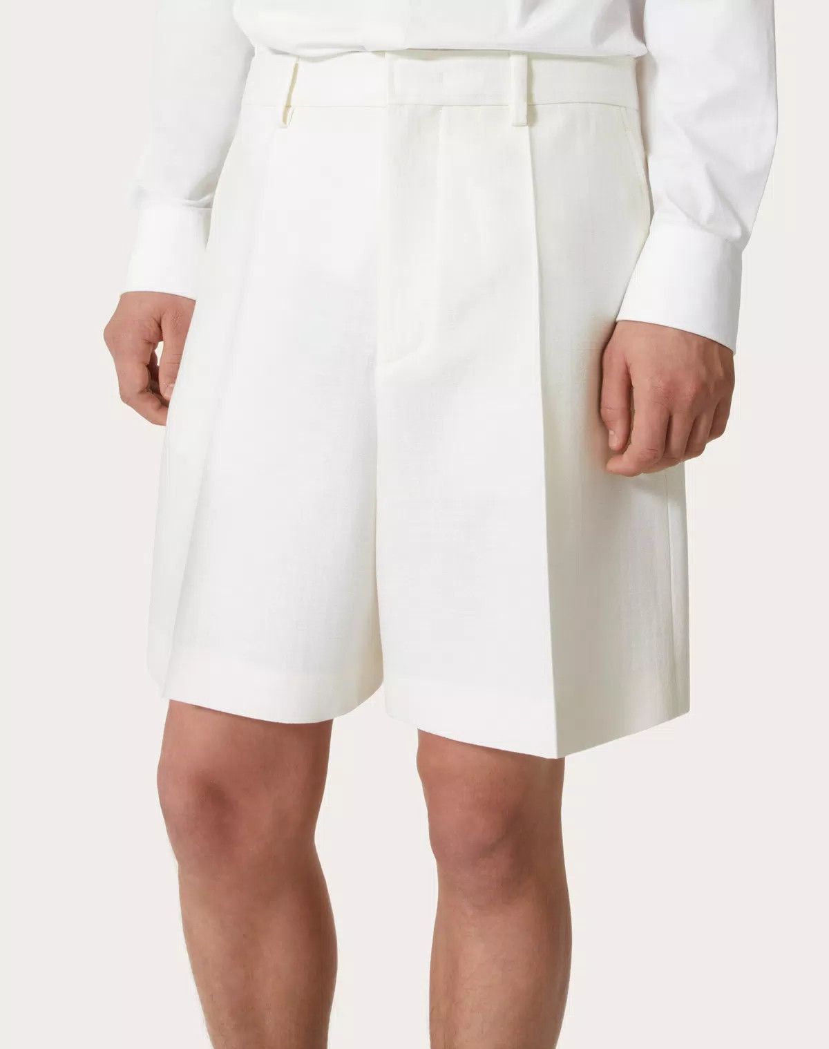 Valentino oc11z0725 Wool And Silk Bermuda Shorts in White Size US 36 / EU 52 - 6 Thumbnail