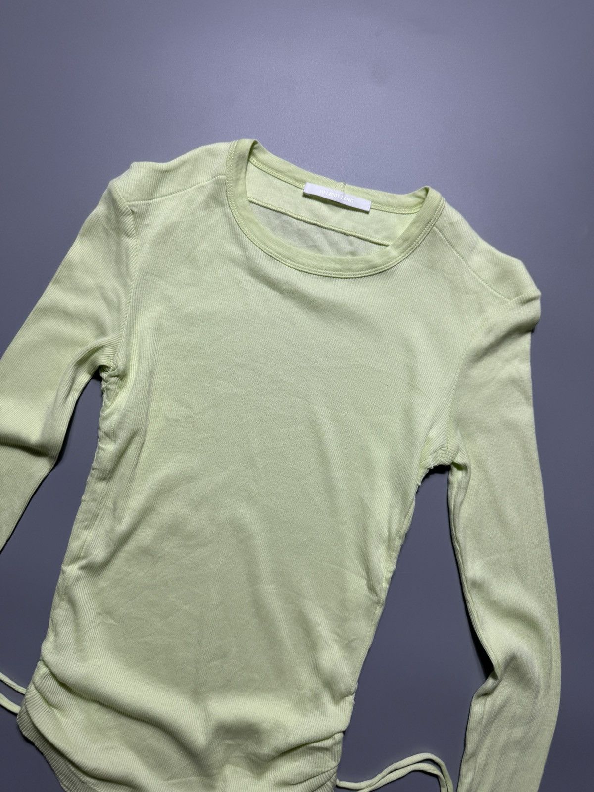 Helmut Lang Helmut Lang - Rib Shoulder Cut Out Ruched Side tie tops Size XS / US 0-2 / IT 36-38 - 4 Thumbnail