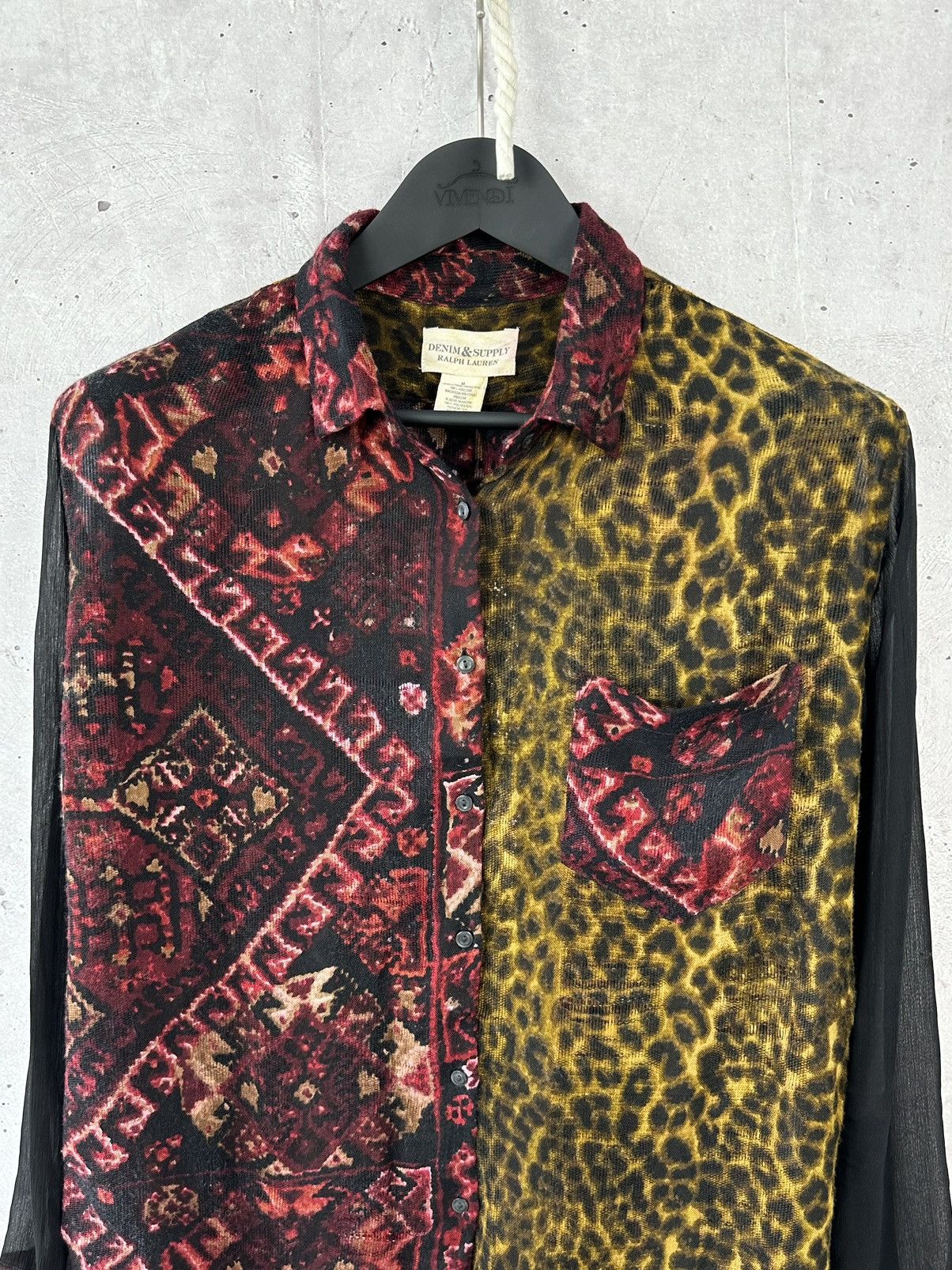 Denim & Supply Ralph Lauren × Vintage Denim&Supply Ralph Laurent Leopard Aztec Printed Mesh Shirt Size M / US 6-8 / IT 42-44 - 2 Thumbnail