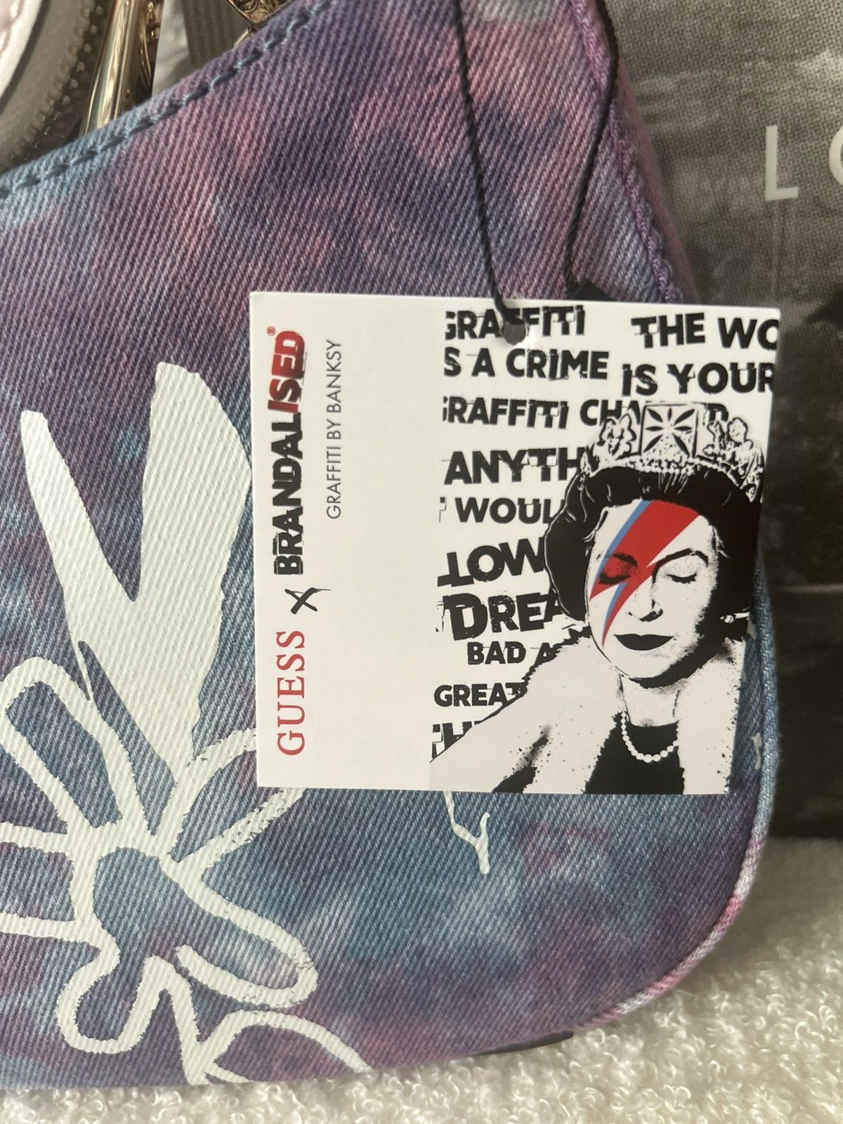 Guess GUESS X BANKSY BRANDALISED TOP ZIP SHOULDER/HANDBAG Size ONE SIZE - 3 Thumbnail