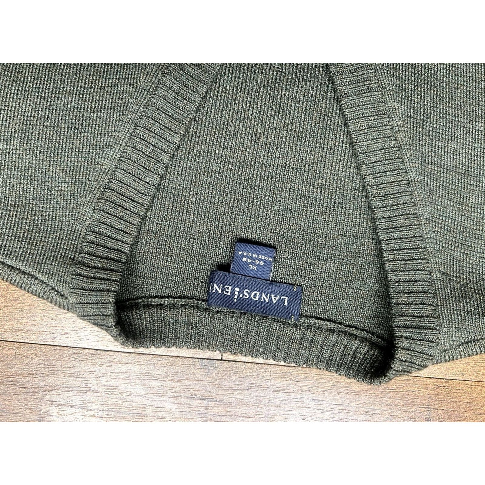 Lands' End VINTAGE Lands’ End Sweater Vest Mens XL Green Wool V-Neck Knit Sleeveless Size US XL / EU 56 / 4 - 4 Thumbnail