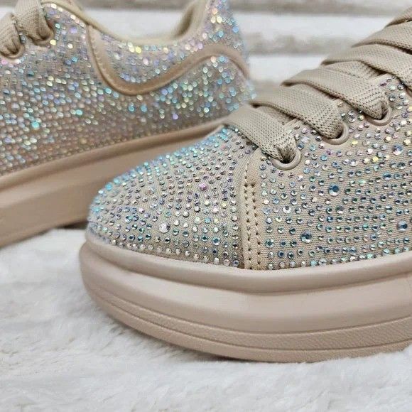 Other Cush Baby Nude Beige Rhinestone Sneakers Tennis Shoes (US Sh Size US 6 / IT 36 - 2 Thumbnail