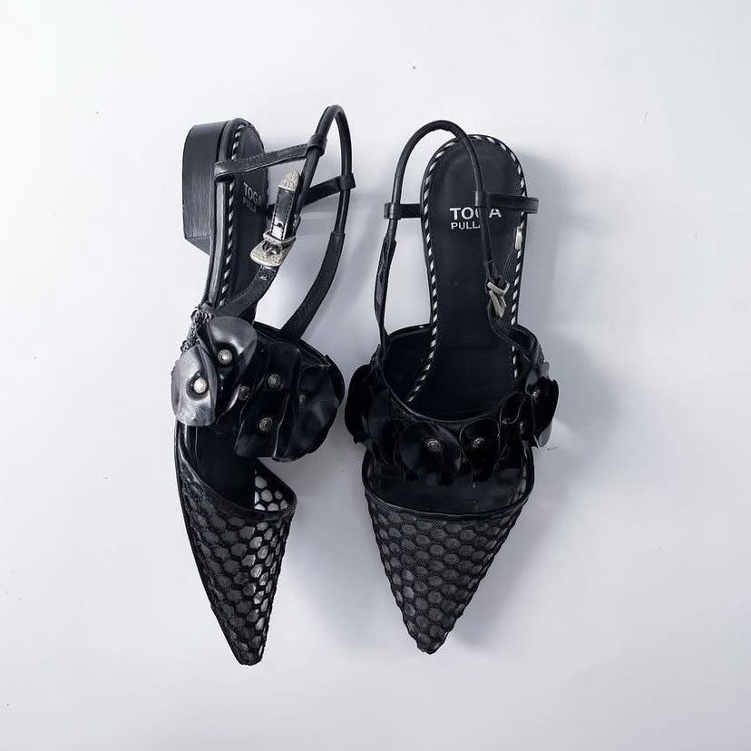 Toga Pulla Toga Pulla Mesh Floral Slingback Heels Size US 8 / IT 38 - 1 Thumbnail