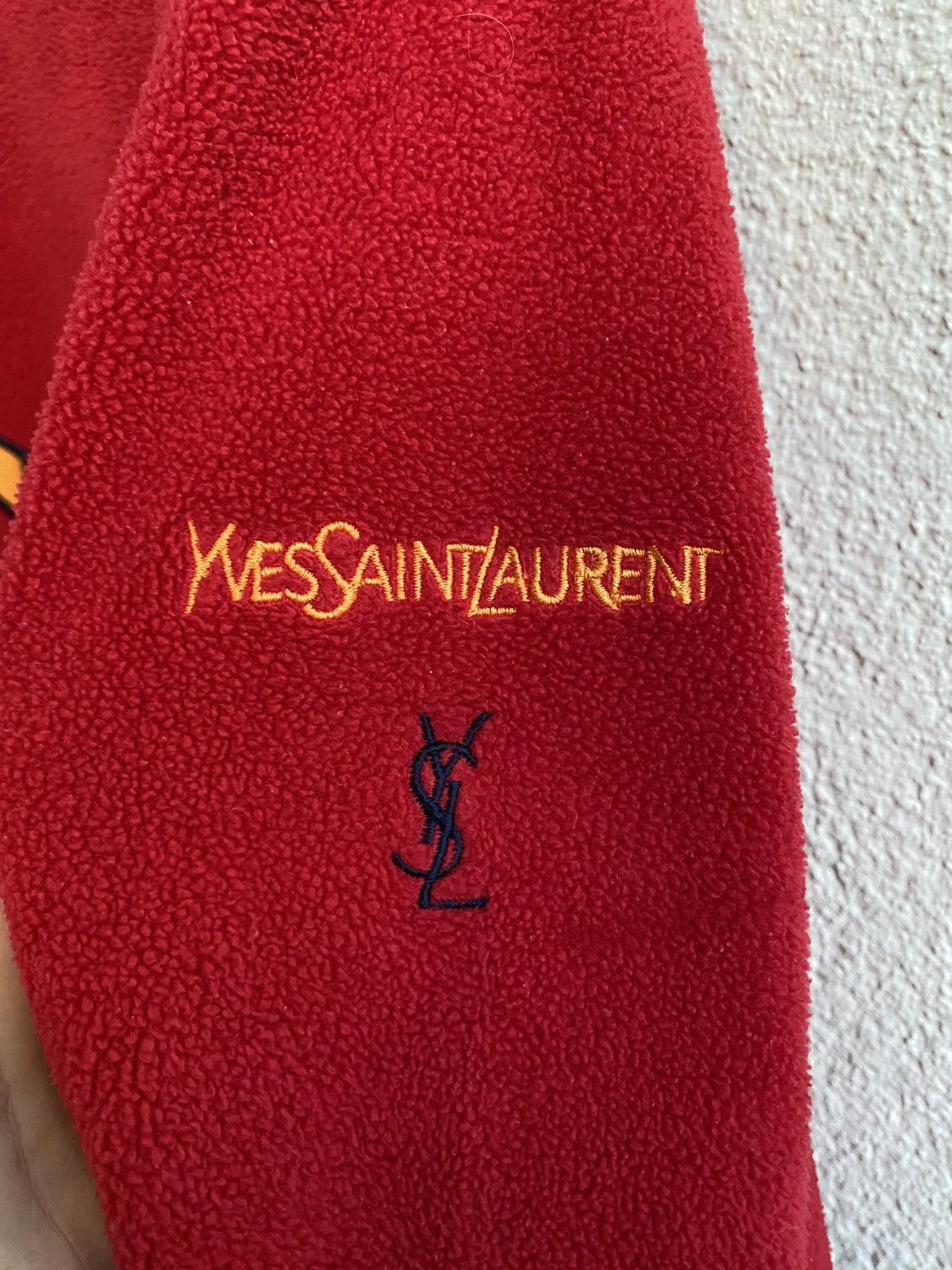 Yves Saint Laurent Fleece YSL Sweatshirt Quarter Zip Big Logo Vintage Sweater Size US XL / EU 56 / 4 - 3 Thumbnail