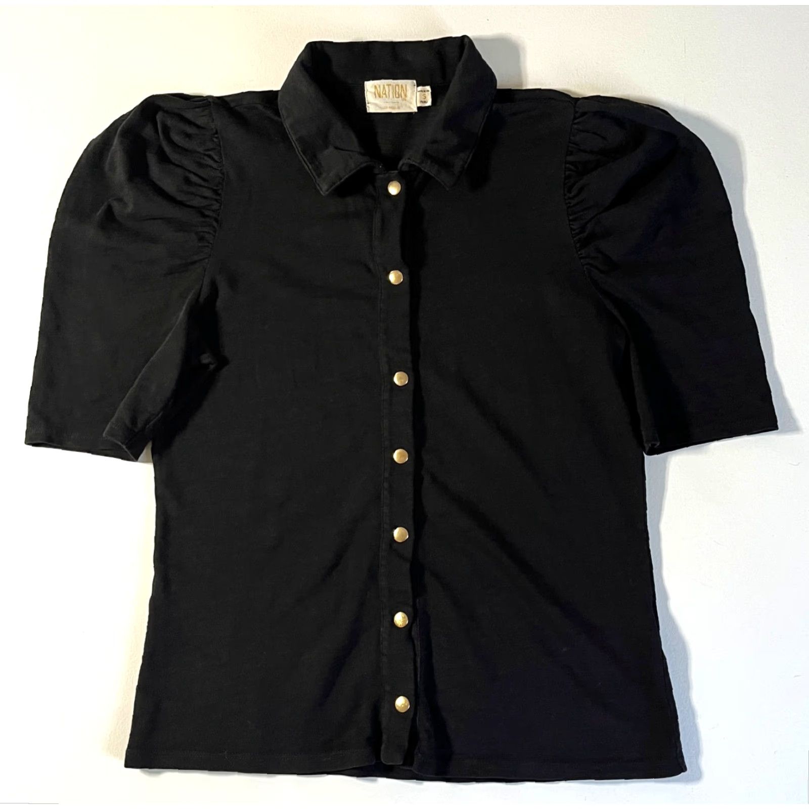 Nation LTD Nation Ltd Women's Shirt Los Angeles Ennis Workshirt Black Sz S Snap Front Size S / US 4 / IT 40 - 7 Thumbnail