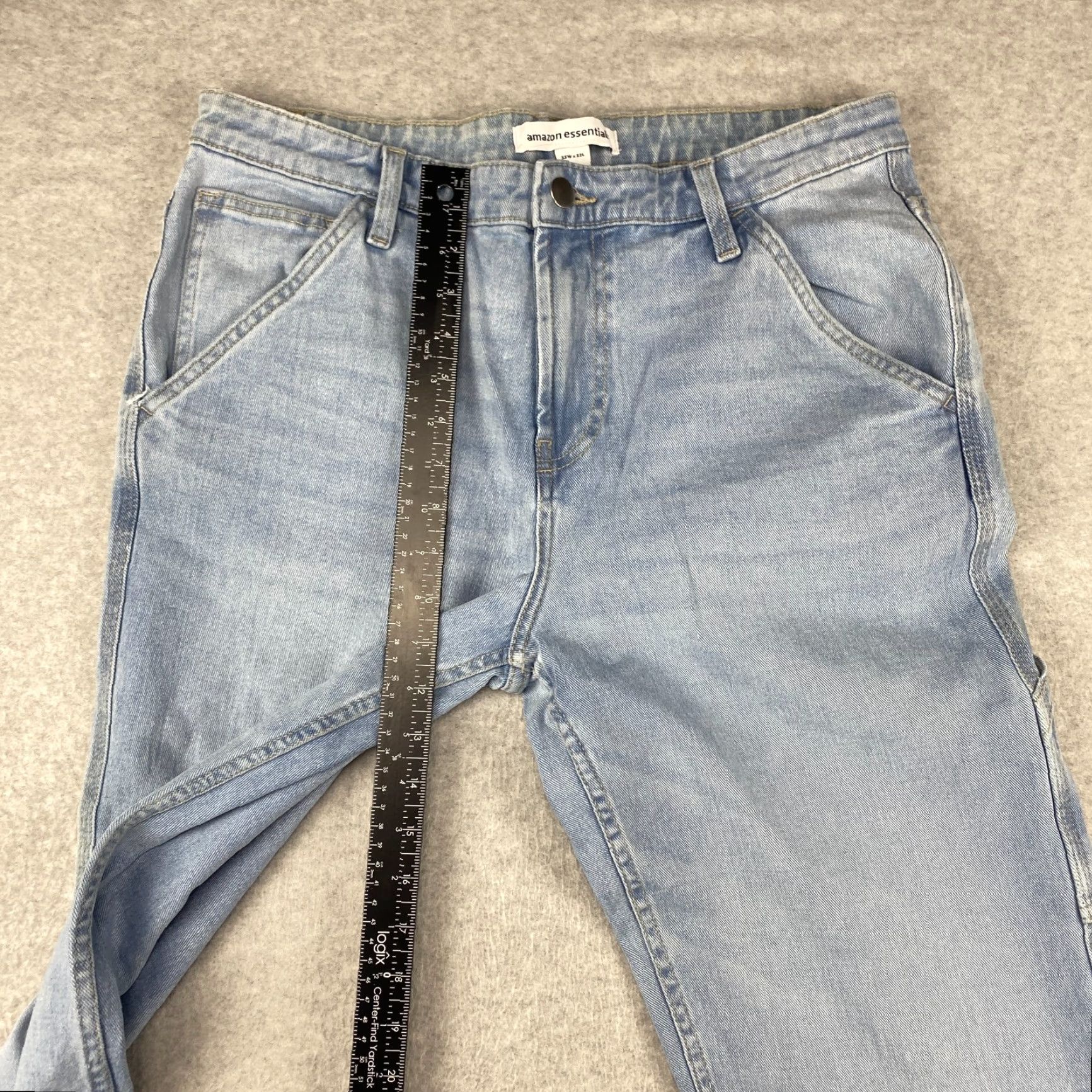Essentials Amazon Jeans Mens 33X32 Blue Straight Leg Pockets Slimming Comfort Stretch 5-Pocket Design Belt Loops Denim 33 Regular Mens Jeans Blue Size US 33 - 5 Thumbnail