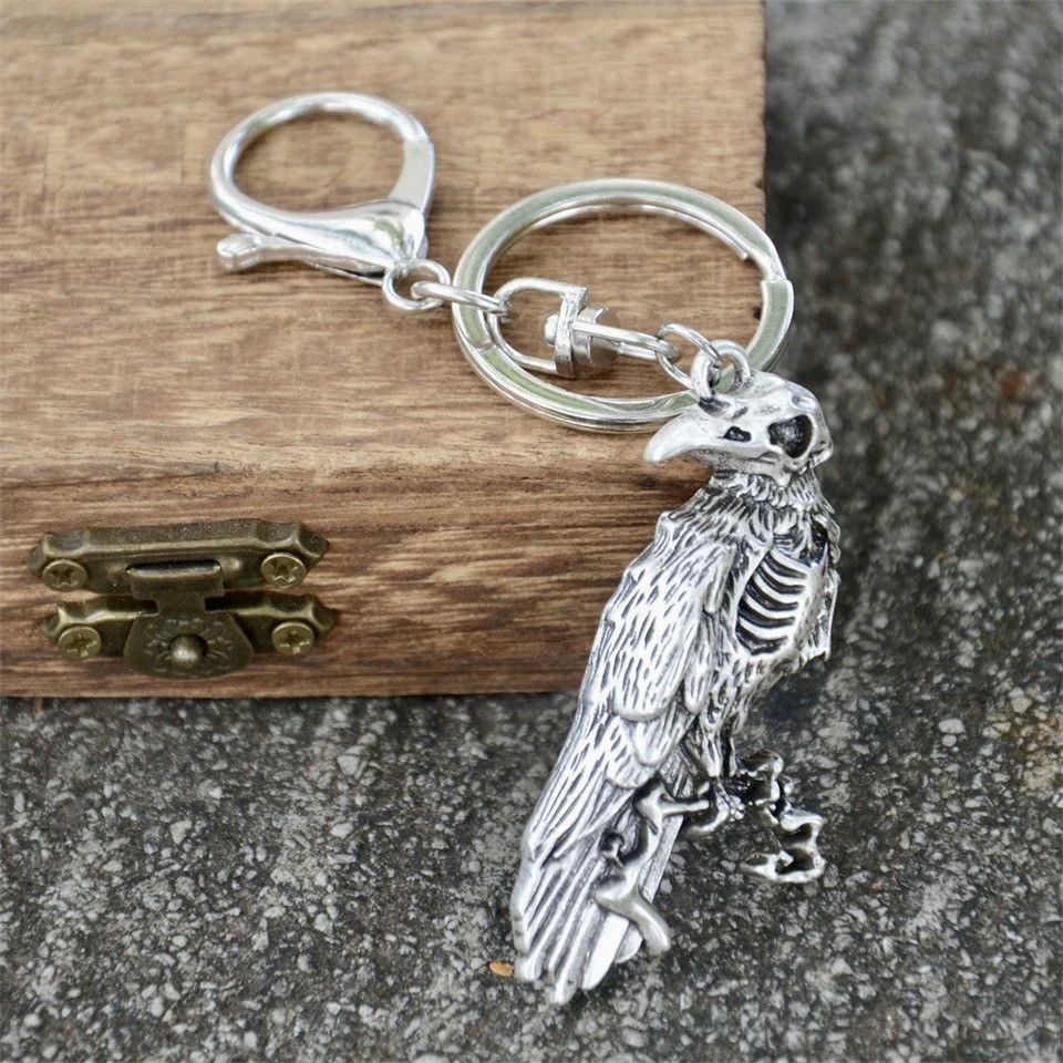 Vintage Retro Gothic Bird Skull Keychain Size ONE SIZE - 3 Thumbnail