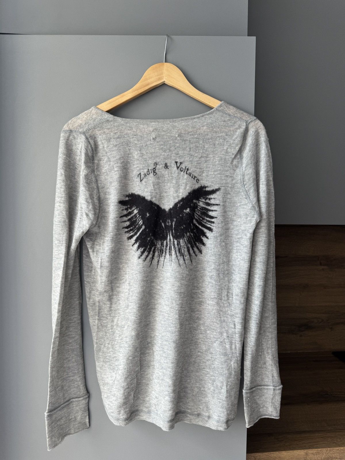 Zadig & Voltaire Zadig & Voltaire Cashmere Wings Print Button Sweater Size L / US 10 / IT 46 - 1 Thumbnail