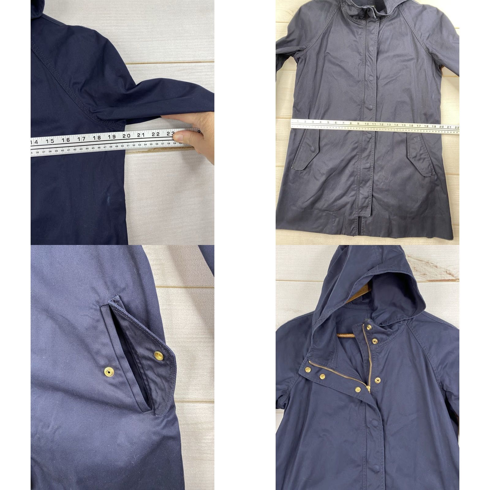 J.Crew J.CREW Trench Coat Womens Size 10 Navy Blue Hooded Zip Mid-Length Cotton Coat Womens Size 10 Navy Blue Hooded Zip Mid-Length Cotton Size L / US 10 / IT 46 - 8 Thumbnail