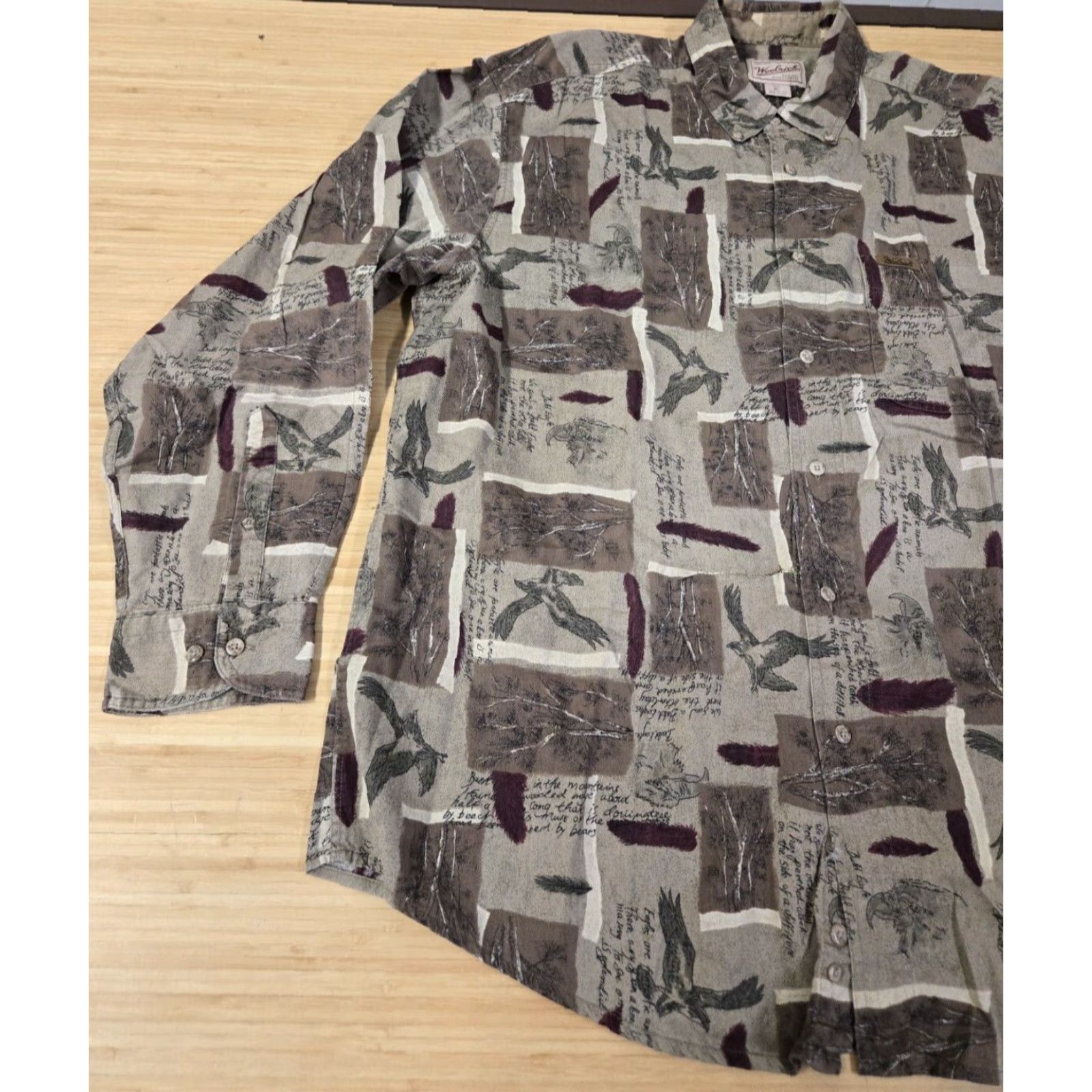 Vintage VINTAGE Woolrich Button-Up Shirt Eagle All Over Print Long Sleeve Cotton Flannel Tan/Brown Mens XL Size US XL / EU 56 / 4 - 3 Thumbnail