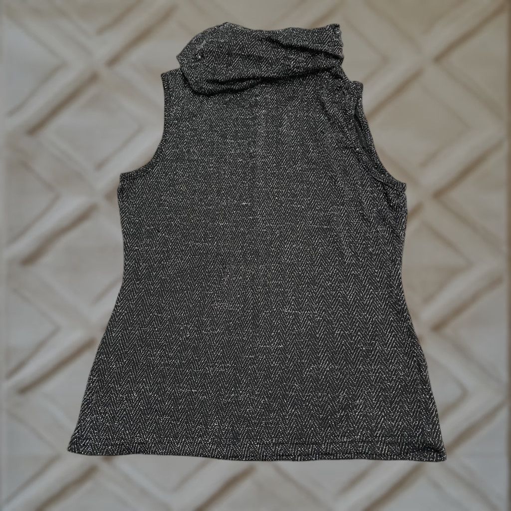 Vintage TEMT Black Cowl Neck Top Womens Medium Sleeveless Knit Nylon Spandex Shiny Casual Stretch Basic Logo Sleeve Strappy Size M / US 6-8 / IT 42-44 - 1 Thumbnail