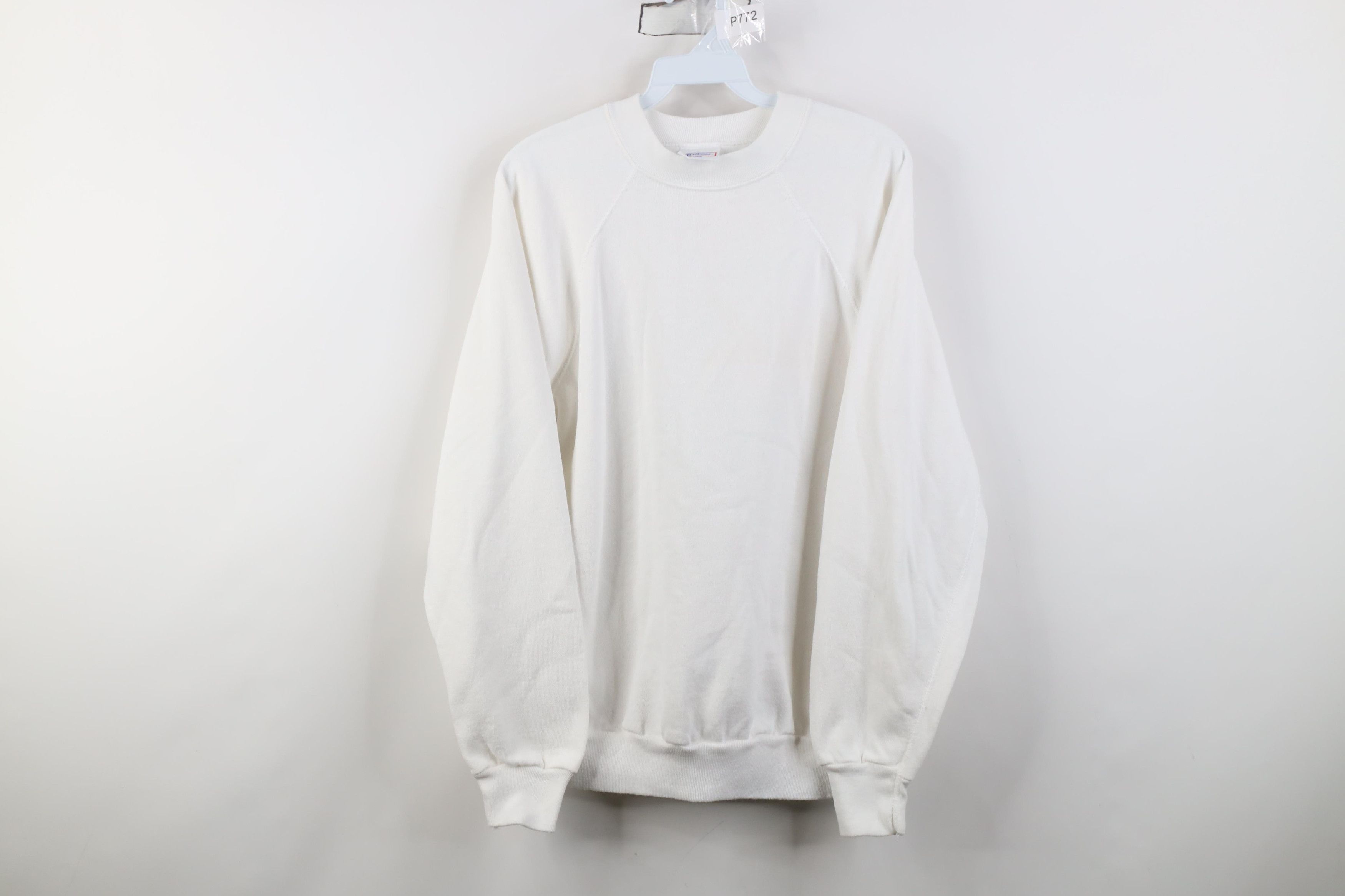 Vintage Vintage 90s Streetwear Raglan Crewneck Sweatshirt White USA Size L / US 10 / IT 46 - 1 Thumbnail