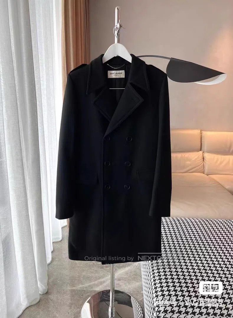 Saint Laurent Paris Saint Laurent Paris Black Double Breasted Wool Coat Size US M / EU 48-50 / 2 - 1 Thumbnail