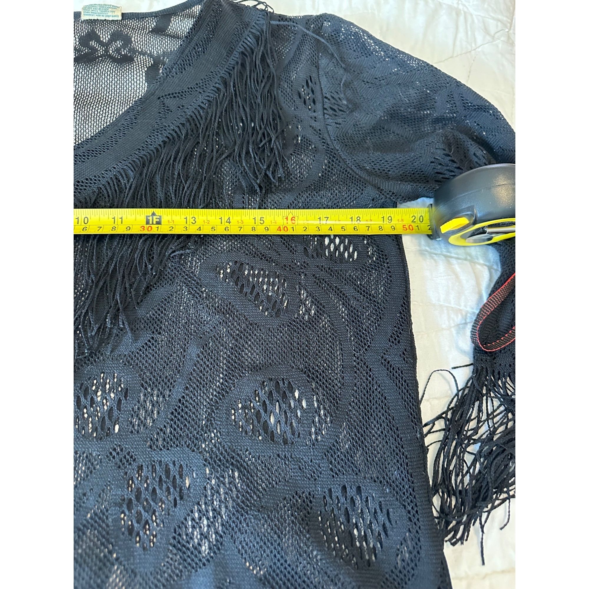 Japanese Brand VTG 1950 Black handwoven open knit blouse M floral lace Pa Size M / US 6-8 / IT 42-44 - 5 Thumbnail