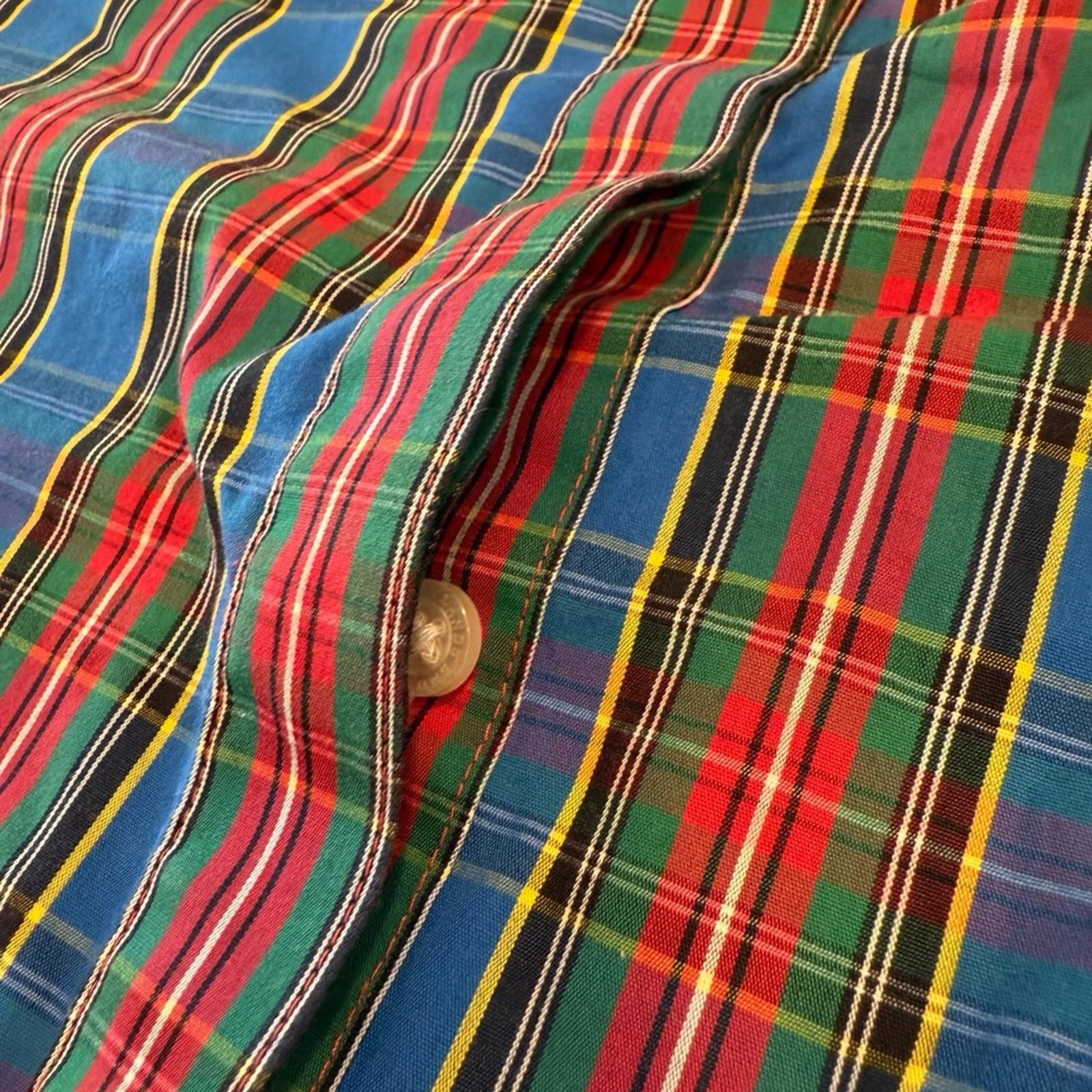 Lands' End Land’s End plaid shirt 3/4 button up blue red green SZ 2 Size XS / US 0-2 / IT 36-38 - 3 Thumbnail