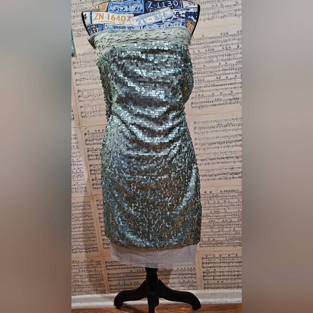 Anna Molinari Annarita N Seafoam Green Sequin Strapless Dress Small Size S / US 4 / IT 40 - 1 Thumbnail