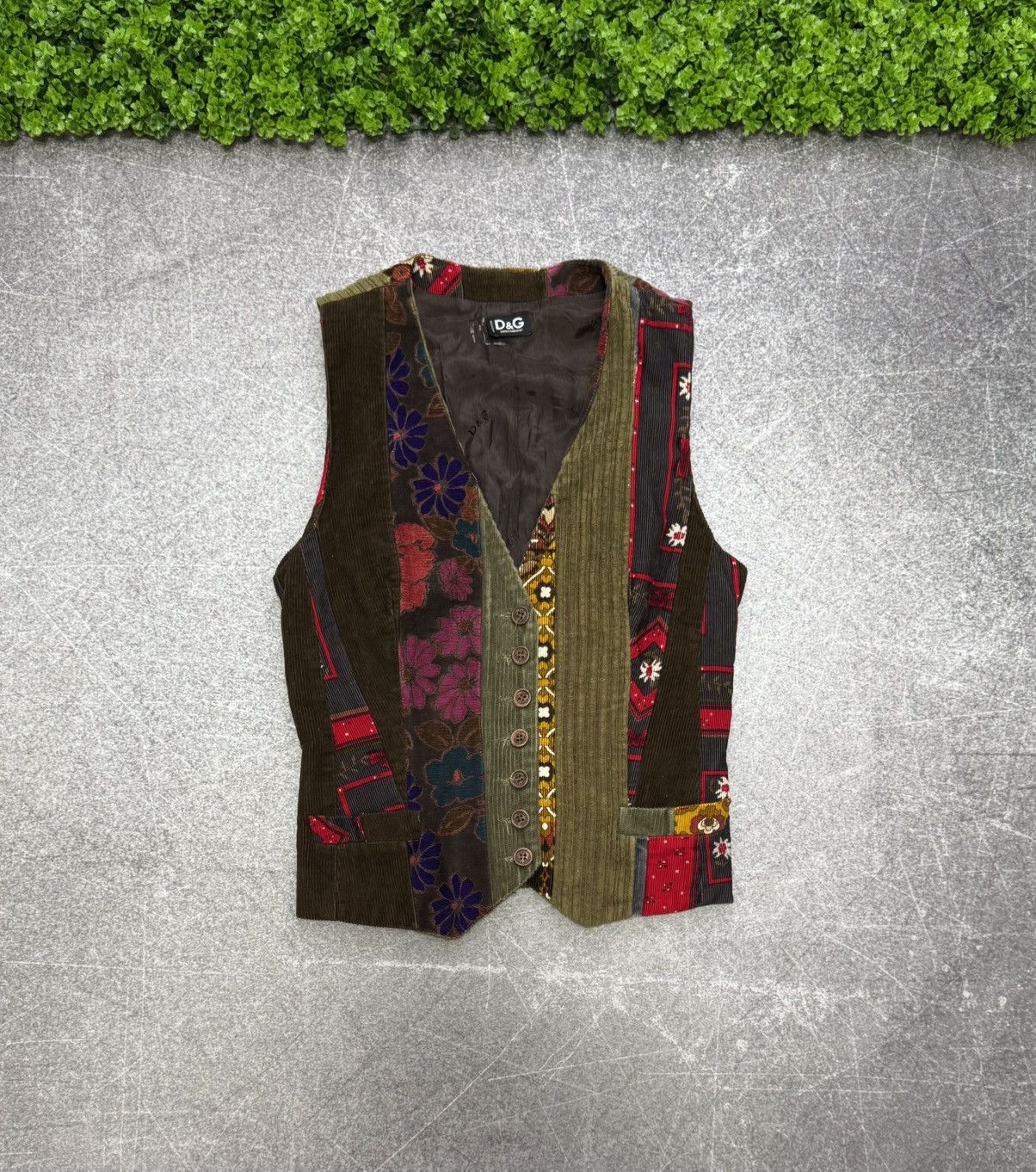 Dolce & Gabbana Vintage 1990s Dolce & Gabbana Velvet Patchwork Vest Boro Size S / US 4 / IT 40 - 1 Thumbnail