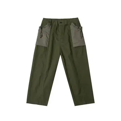 Jean 20SS Indigo Union Japan Olive Patchwork Cropped Pants Size US 33 - 1 Thumbnail