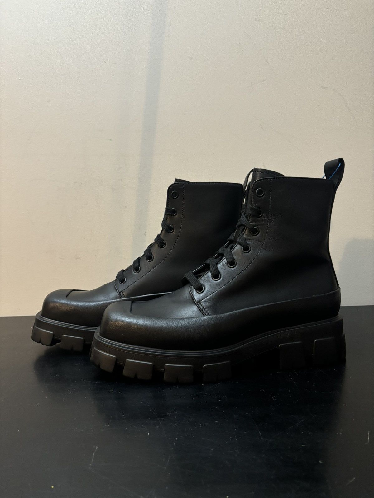Prada Prada Monolith Square Toe Leather Ankle Boots Black Size US 10.5 / EU 43-44 - 1 Thumbnail