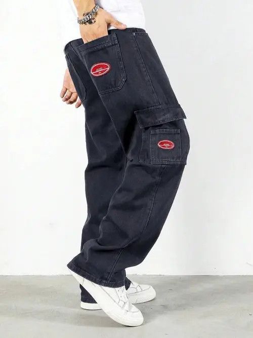 Jean Cargo Pocket Denim Jeans Straight fit Size US 34 / EU 50 - 3 Thumbnail