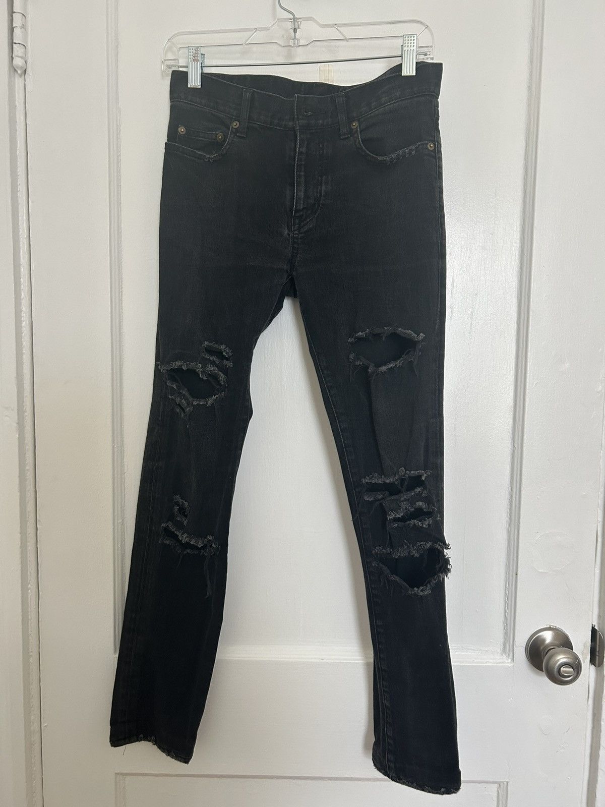 Saint Laurent D02 Black Destroyed Skinny Jeans Hedi Era