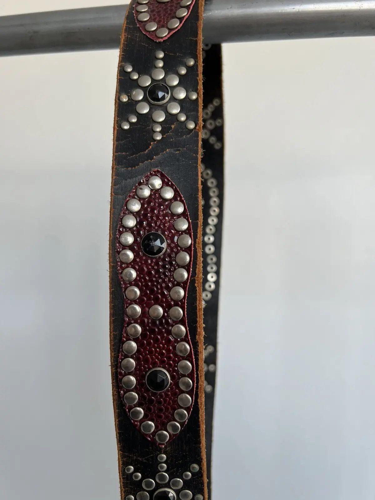Vintage Vintage Studded Leather Belt Size 32 - 8 Thumbnail