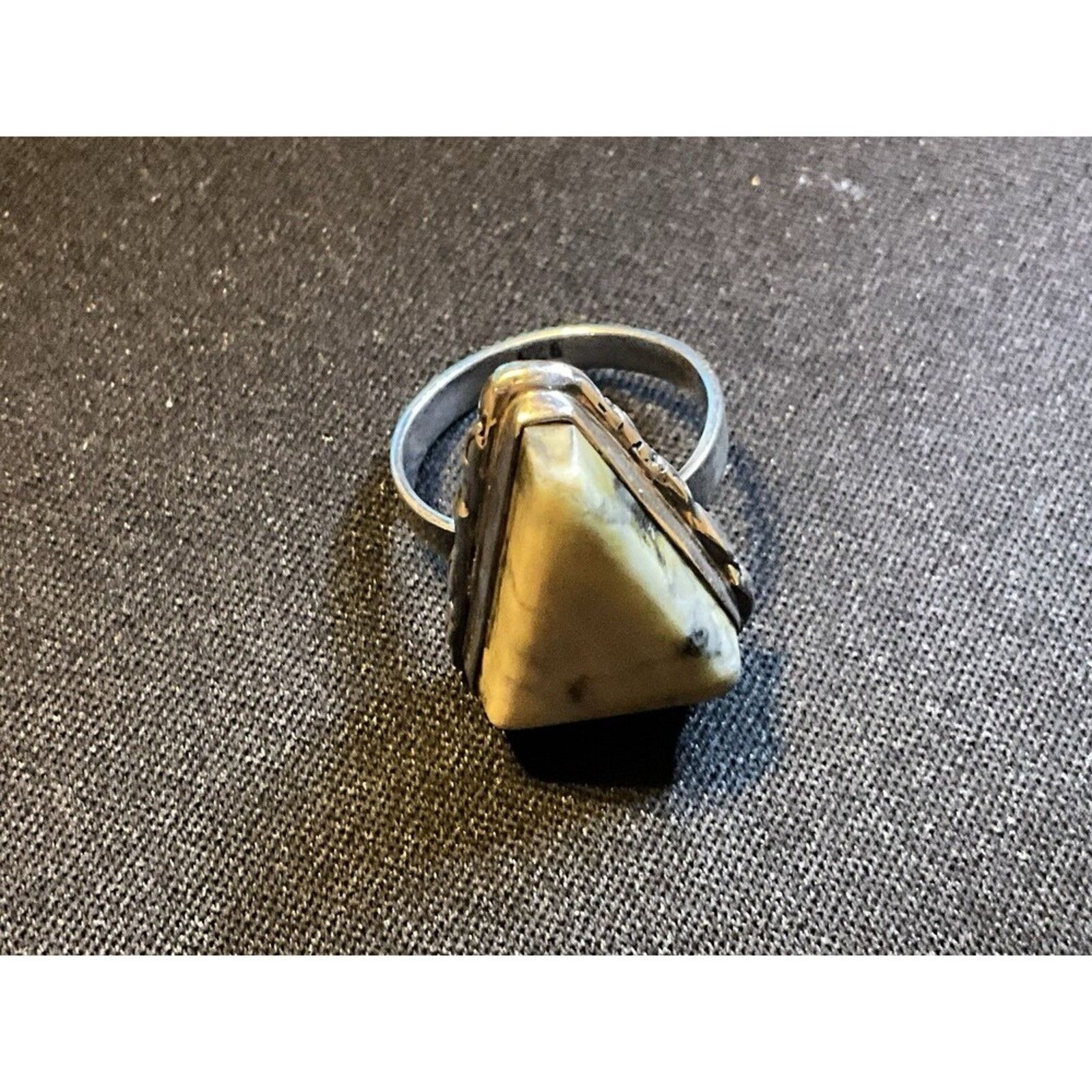 Other Size 7 925 Sterling Silver Triangle Serpentine Stone Ring Size ONE SIZE - 3 Thumbnail