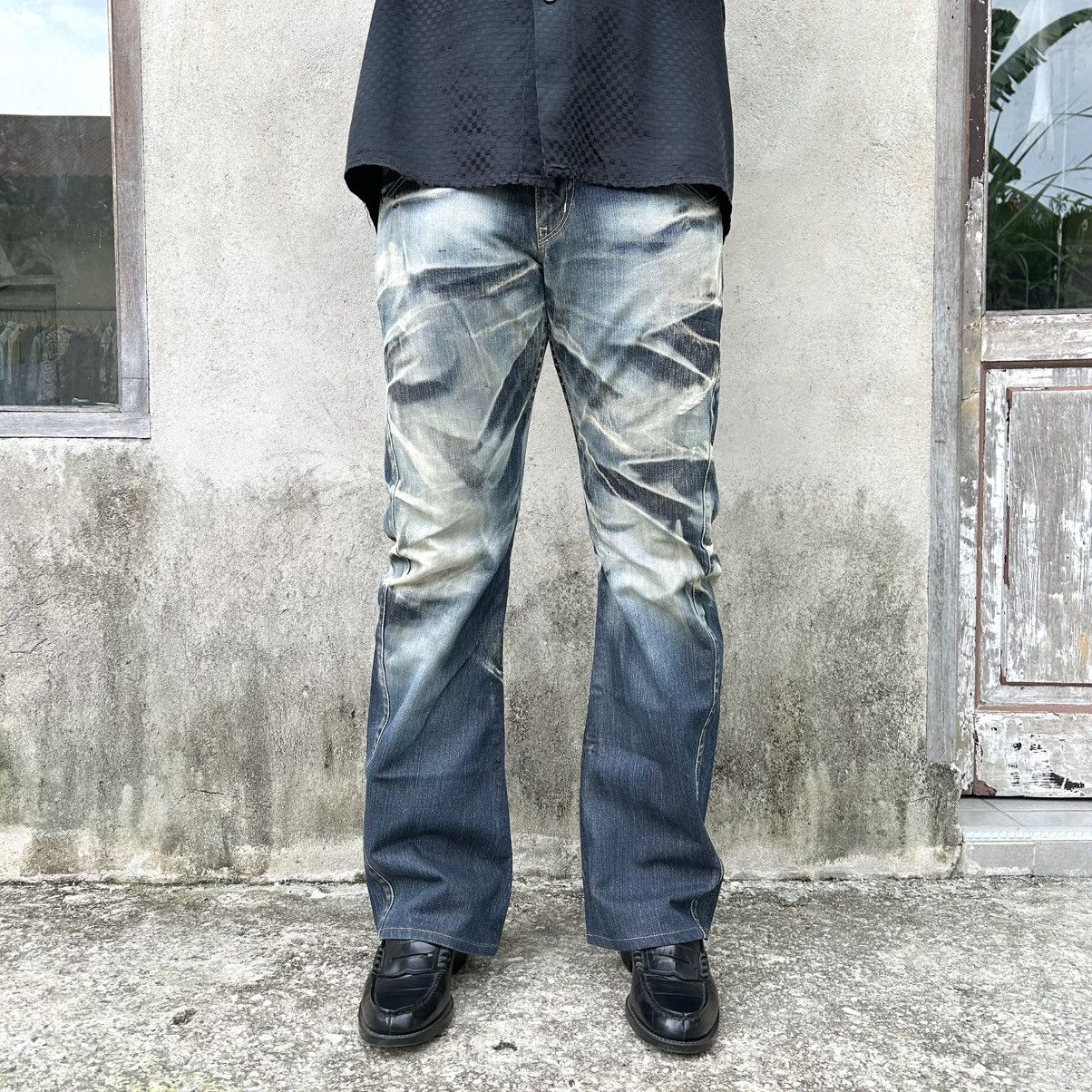 Japanese Brand Vintage Flared Denim Acid Wash RATTLE TRAP Size US 33 - 2 Thumbnail