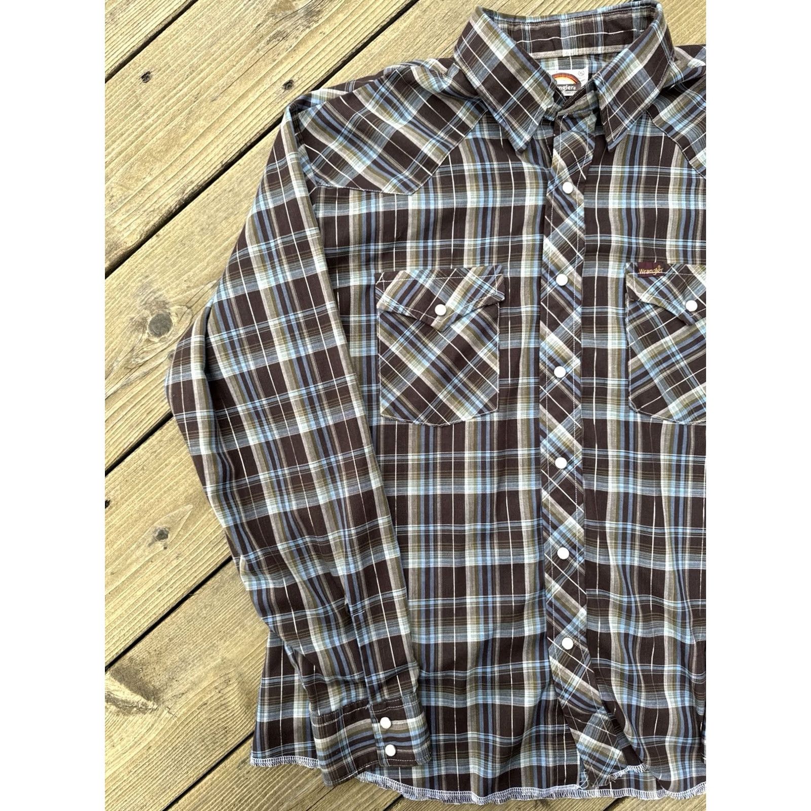 Wrangler VINTAGE Wrangler Western Shirt USA Made XL Plaid 70s Pearl Snap Mens Size US XL / EU 56 / 4 - 2 Thumbnail