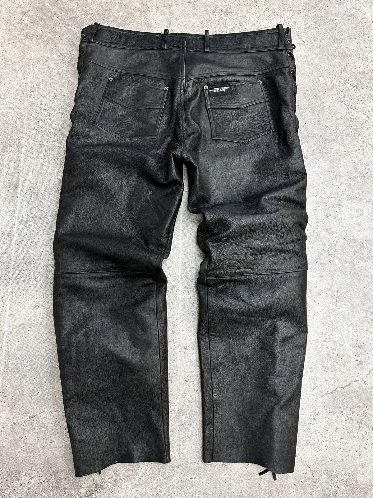 Jean Paul Gaultier Leather Pants Rick Owens Style Vintage Avantgarde Moto Japan Size US 38 / EU 54 - 9 Thumbnail