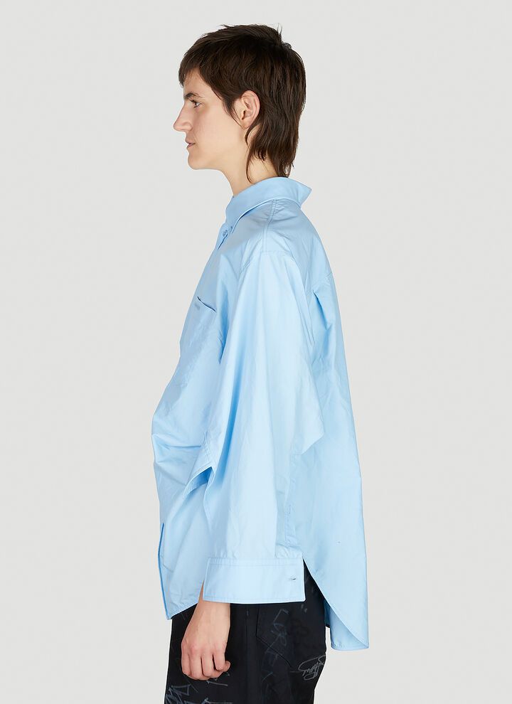Balenciaga o1mt1gz0924 BB Corp Swing Twisted Shirt Large Fit Light Blue Size XS / US 0-2 / IT 36-38 - 3 Thumbnail