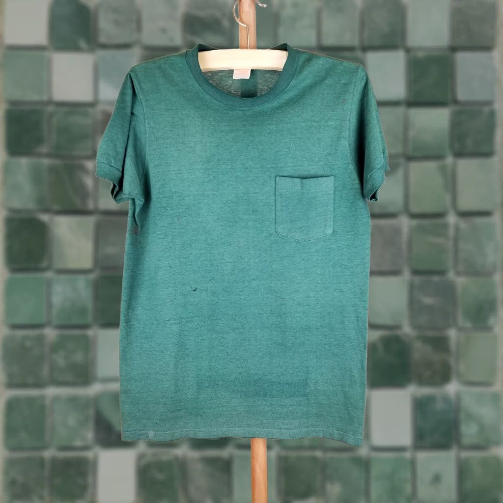 Vintage VINTAGE STANFIELD GREEN ONE POCKET T-SHIRT SZ LARGE SHIRT Men XS? Size US L / EU 52-54 / 3 - 1 Thumbnail