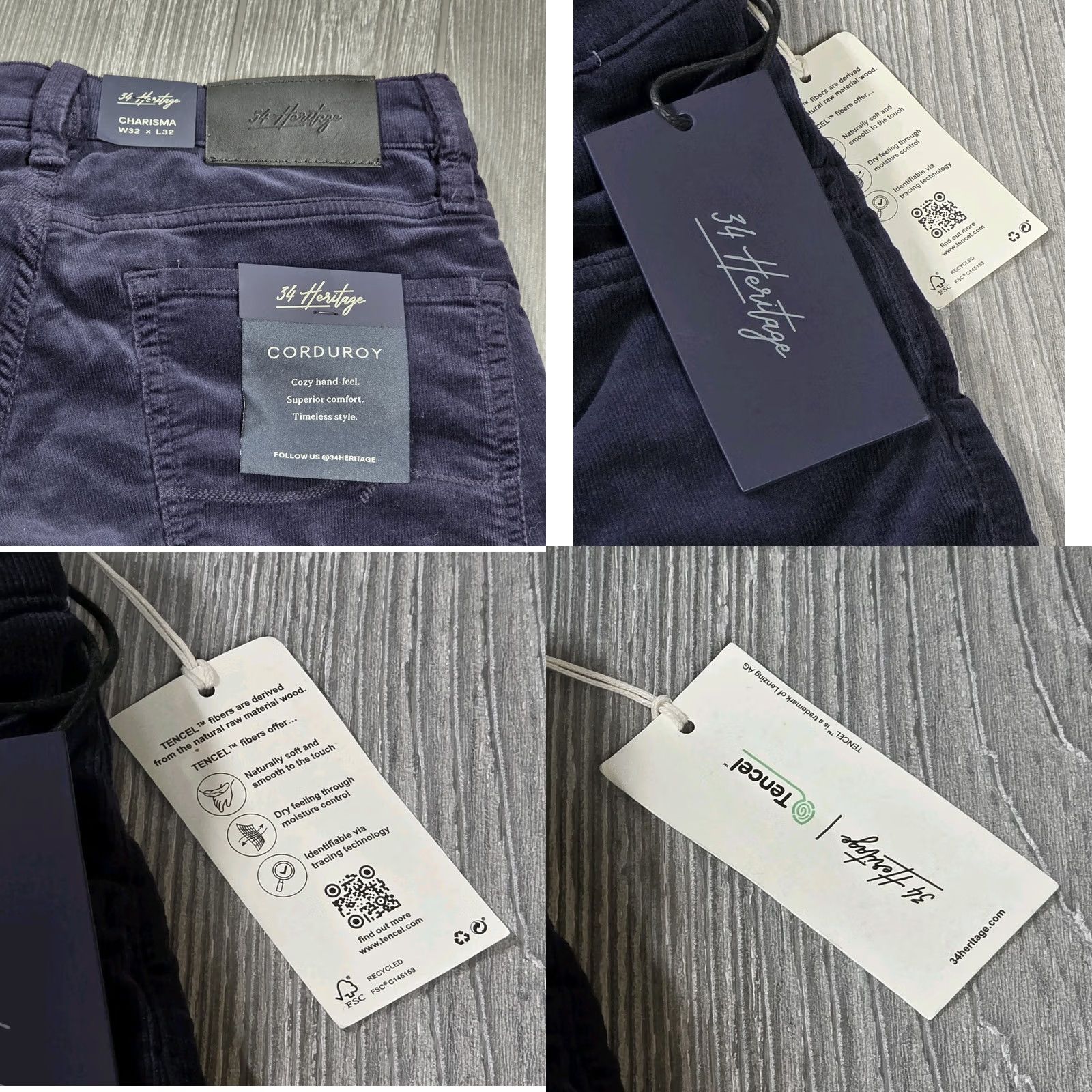Vintage 34 Heritage Jeans 32x32 Charisma Stretch Denim Men’s Pants Navy Corduroy Tencel Blue 5-Pocket Regular Fit Vintage: No NWT Size US 32 / EU 48 - 8 Thumbnail