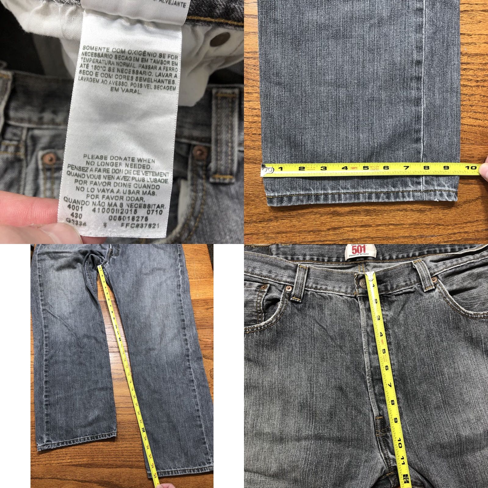 Levi's VINTAGE Levi's 501 Jeans Straight 38x29 Mens Gray Denim Button 5-Pocket Regular Cotton 90s USA 80s Size US 38 / EU 54 - 8 Thumbnail