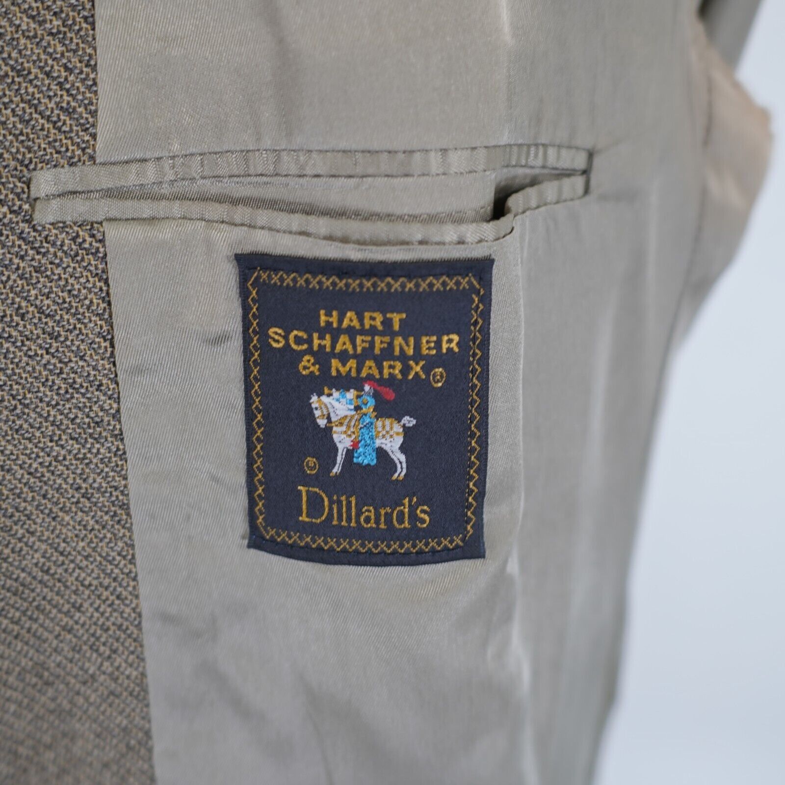 Hart Schaffner Marx Hart Schaffner Marx Tweed Wool Gray Tan Weave Sport Coat 44L Size 44L - 8 Thumbnail