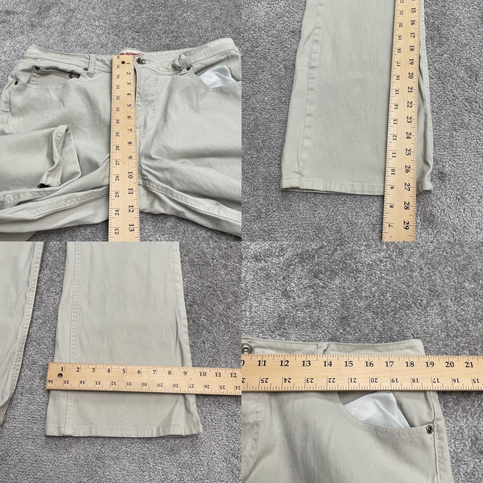 Faded Glory Faded Glory Jeans Womens Bootcut Denim 18 Petite Beige Mid Rise 38x27.5 City USA 5-Pocket Stretch Body Fit Womens Size 24" / US 00 / IT 34 - 9 Thumbnail
