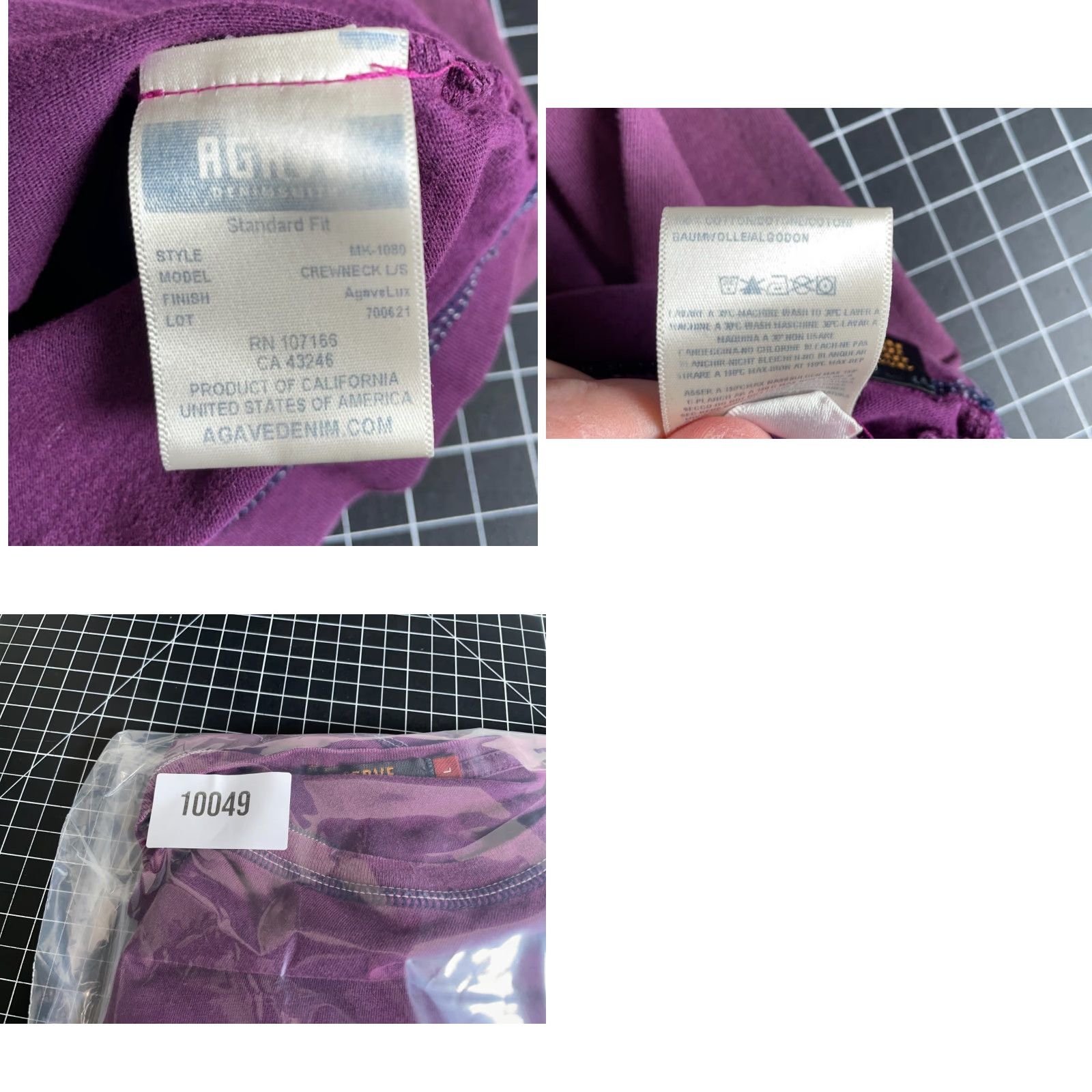 Vintage Agave Lux Long Sleeve T-Shirt Men's Large Purple Reverse Seam USA Made Crewneck Shirt Adult Large Purple Reverse Seam USA Made Agave Lux Retail-Ready Size US L / EU 52-54 / 3 - 9 Thumbnail