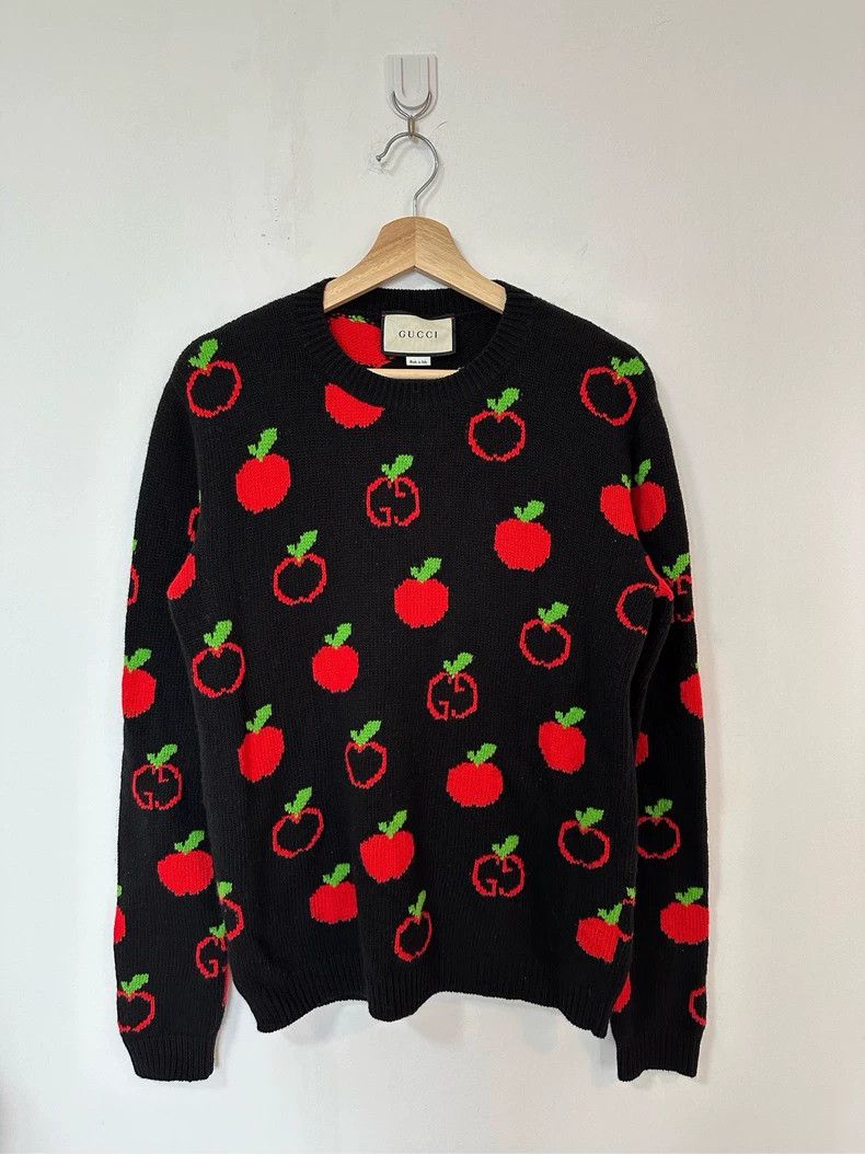 Gucci Black full-printed apple logo sweater 2501-Nextarrow