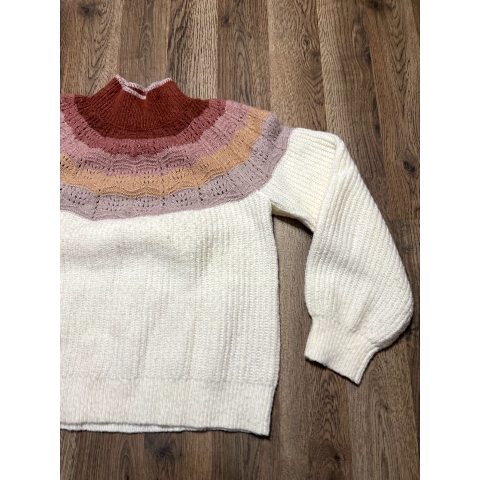 Vintage Maurices Sweater Women's Large Pullover Mock Neck Knit Solid Red White Pink Casual Fall Winter Spring Summer Pattern: Solid Size L Size L / US 10 / IT 46 - 4 Thumbnail