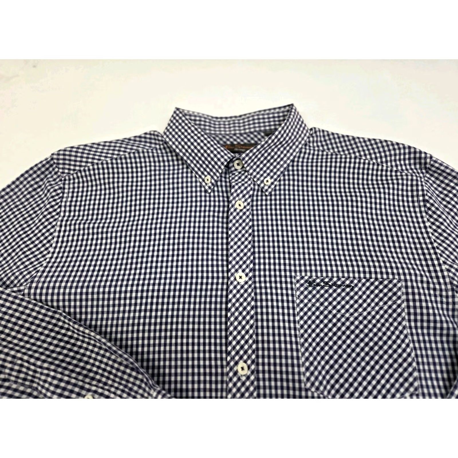 Ben Sherman Ben Sherman Mens Heritage Long Sleeve Button-Up Shirt Blue/White Check XL Size US XL / EU 56 / 4 - 3 Thumbnail