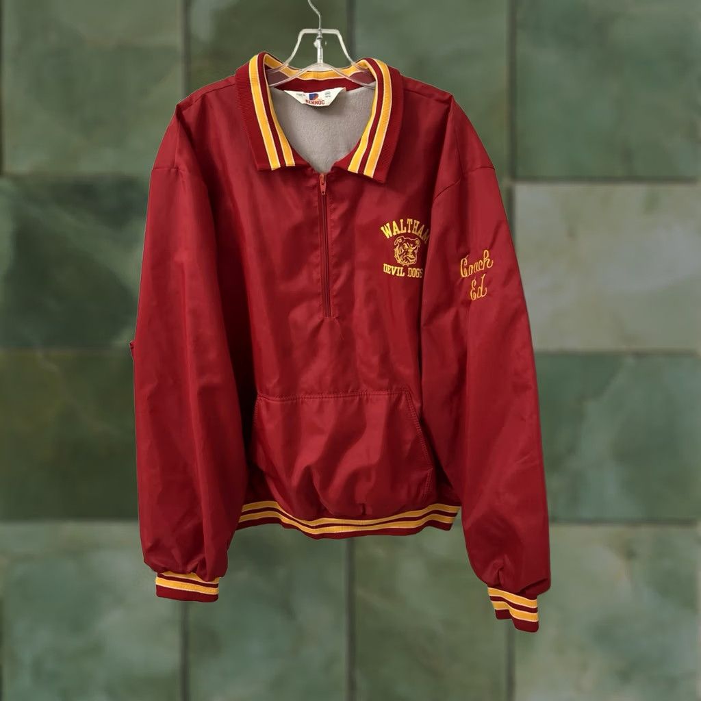 Vintage VINTAGE Rennoc Jacket Mens 2XL Red Windbreaker Nylon Fleece Lined Coach Ed Embroidered Logo Pockets Zip 80s 90s Retro College Size US XXL / EU 58 / 5 - 1 Thumbnail