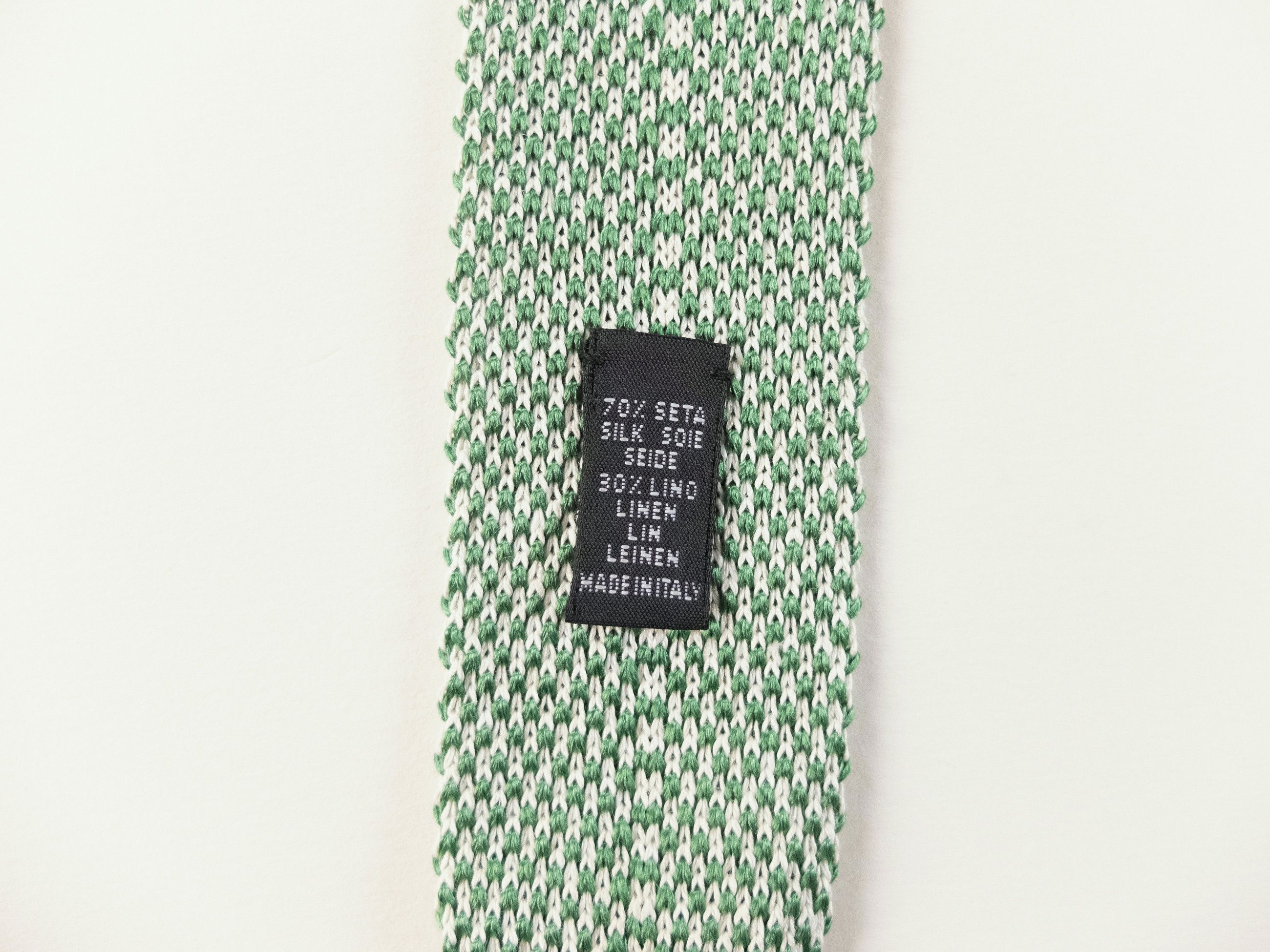 Other GALLO green & white knit skinny silk linen blend tie NWT Size ONE SIZE - 5 Thumbnail