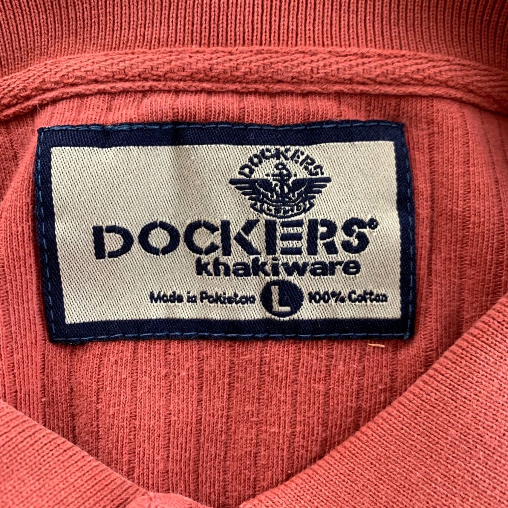 Dockers VINTAGE Dockers Polo Shirt Long Sleeve Orange 90s Khakiware Ribbed Large Mens Size US L / EU 52-54 / 3 - 4 Thumbnail