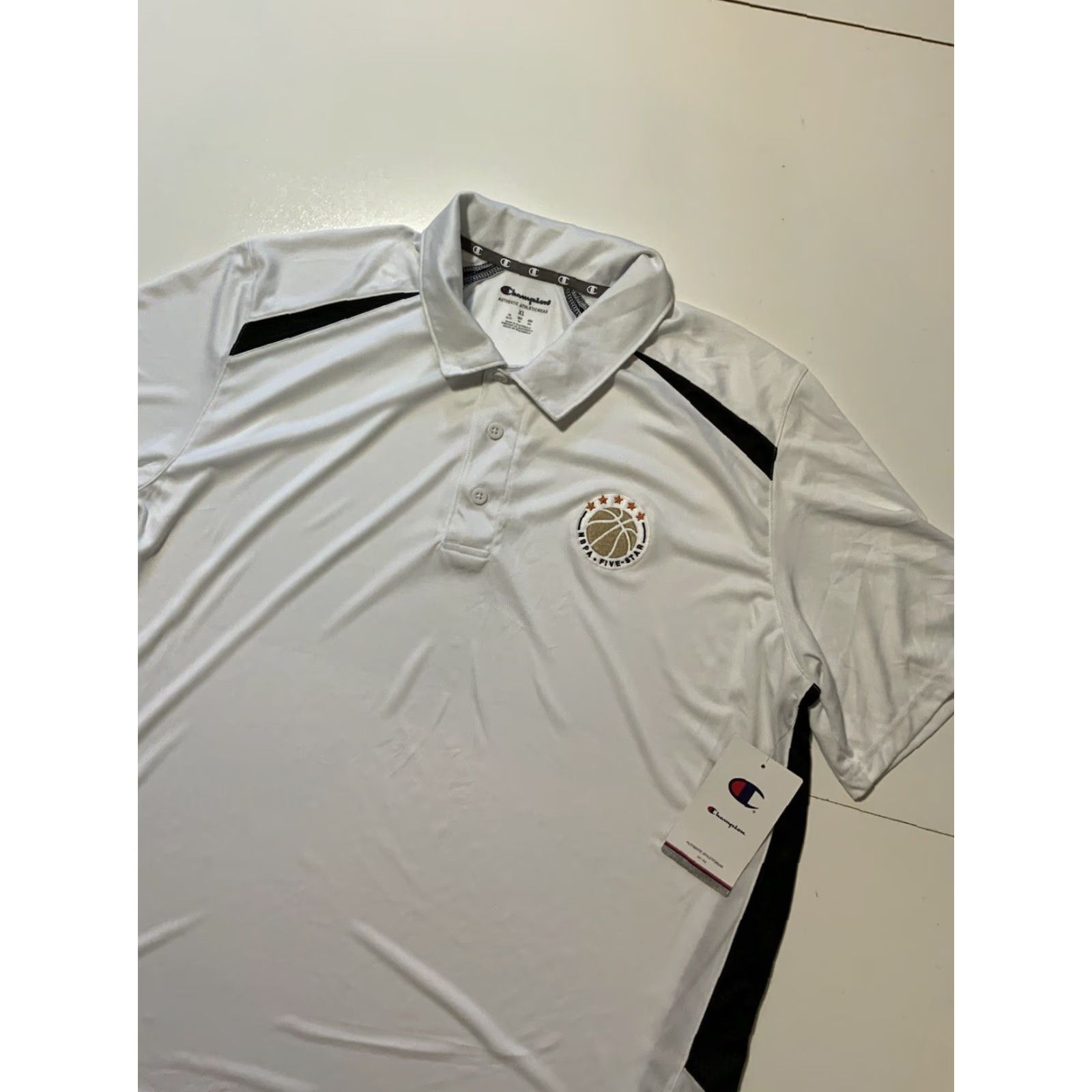 Champion NWT Champion NBPA Five Star Basketball Camp Coaches Polo S/S Shirt XL Mens Multicolor Stars Basketball Polo S/S shirt Size US XL / EU 56 / 4 - 5 Thumbnail