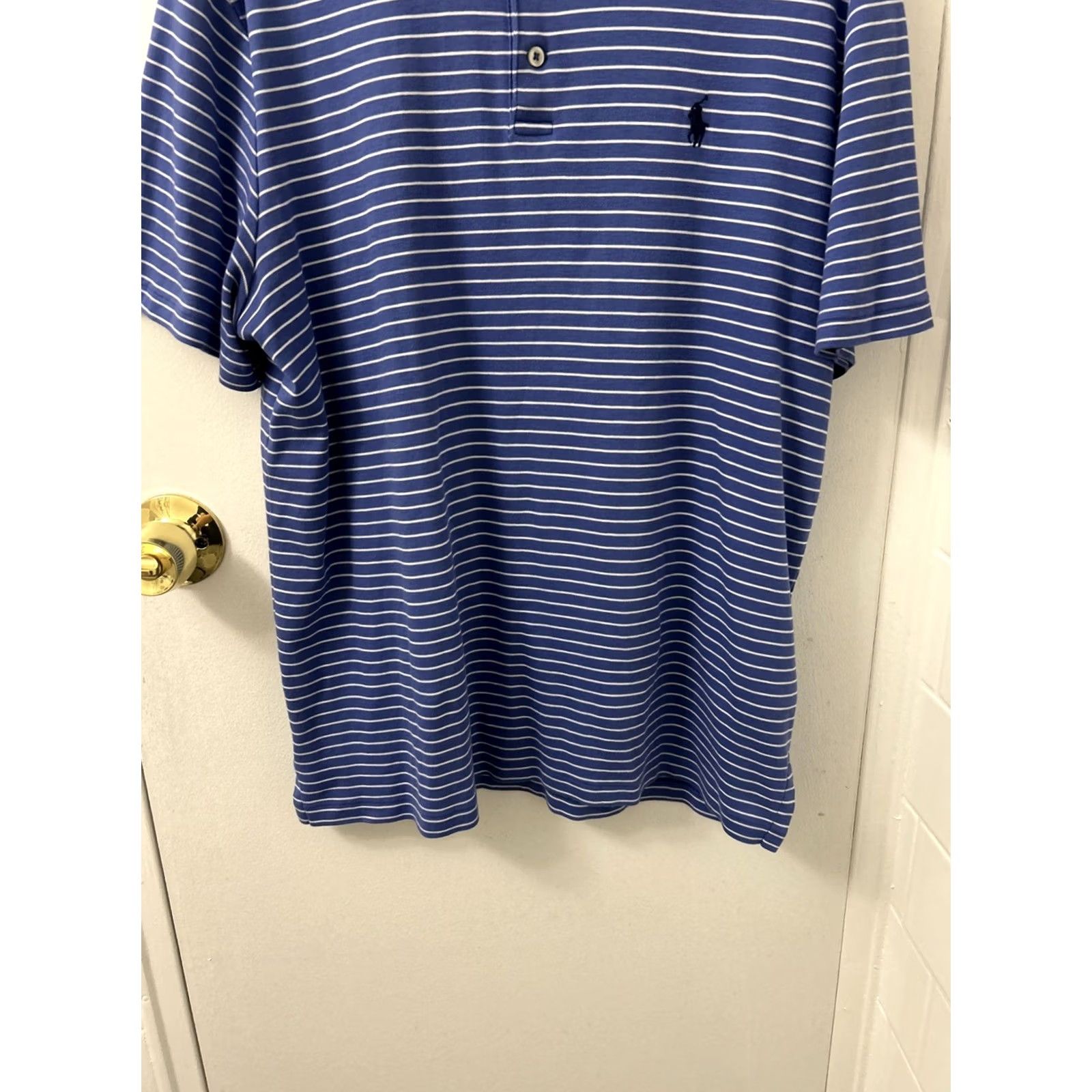 Ralph Lauren VINTAGE Polo Ralph Lauren Shirt Mens M Striped Blue White Short Sleeve Polo Classic Fit Size US M / EU 48-50 / 2 - 3 Thumbnail