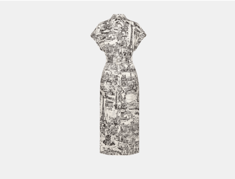 Dior o1w1db10925 441R16 Mid-Length Shirt Dress in White/Black Size XL / US 12-14 / IT 48-50 - 1 Thumbnail