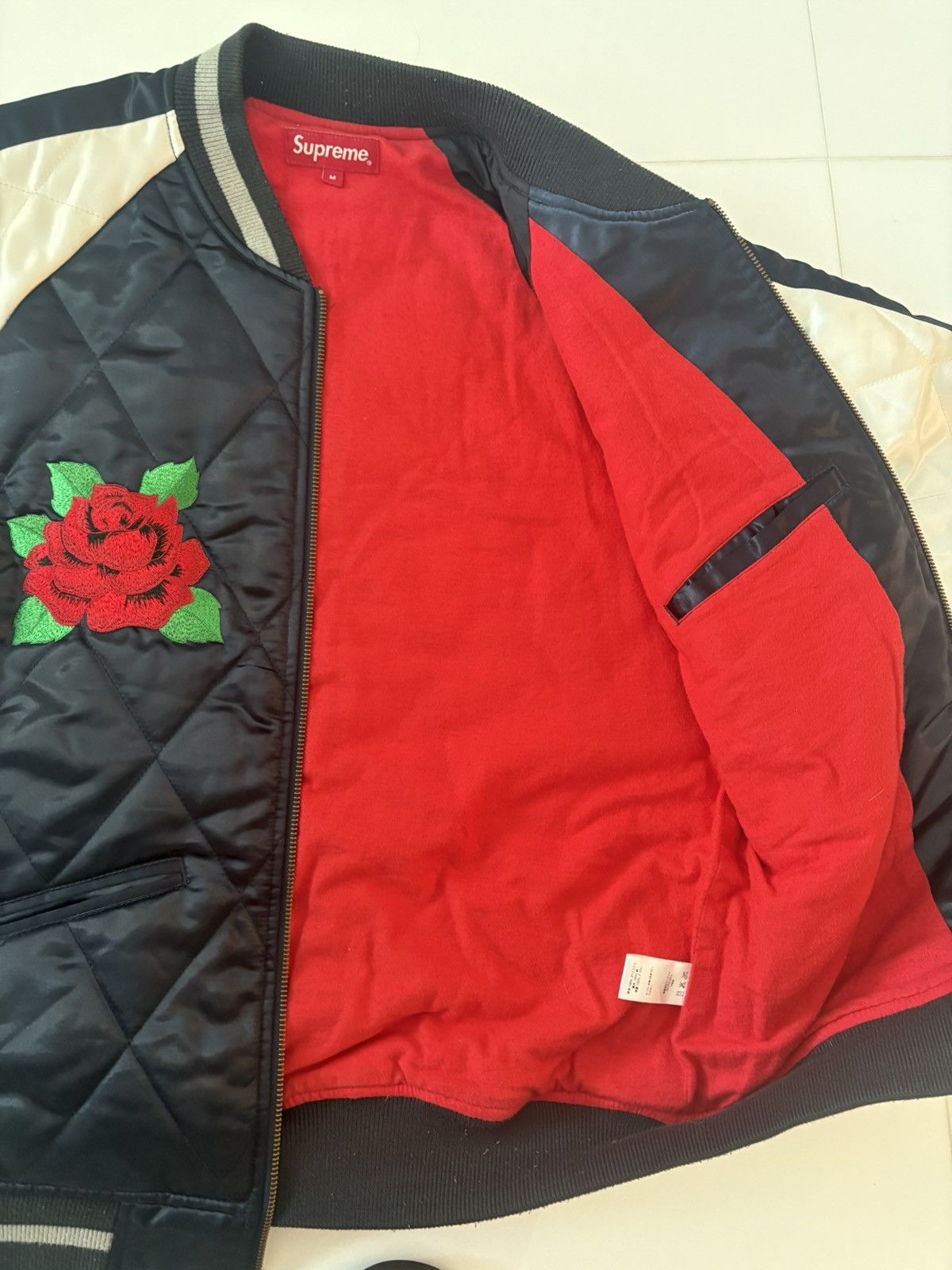 Supreme Supreme F/W13 Rose Quilted Bomber Blue/white Size US M / EU 48-50 / 2 - 2 Thumbnail