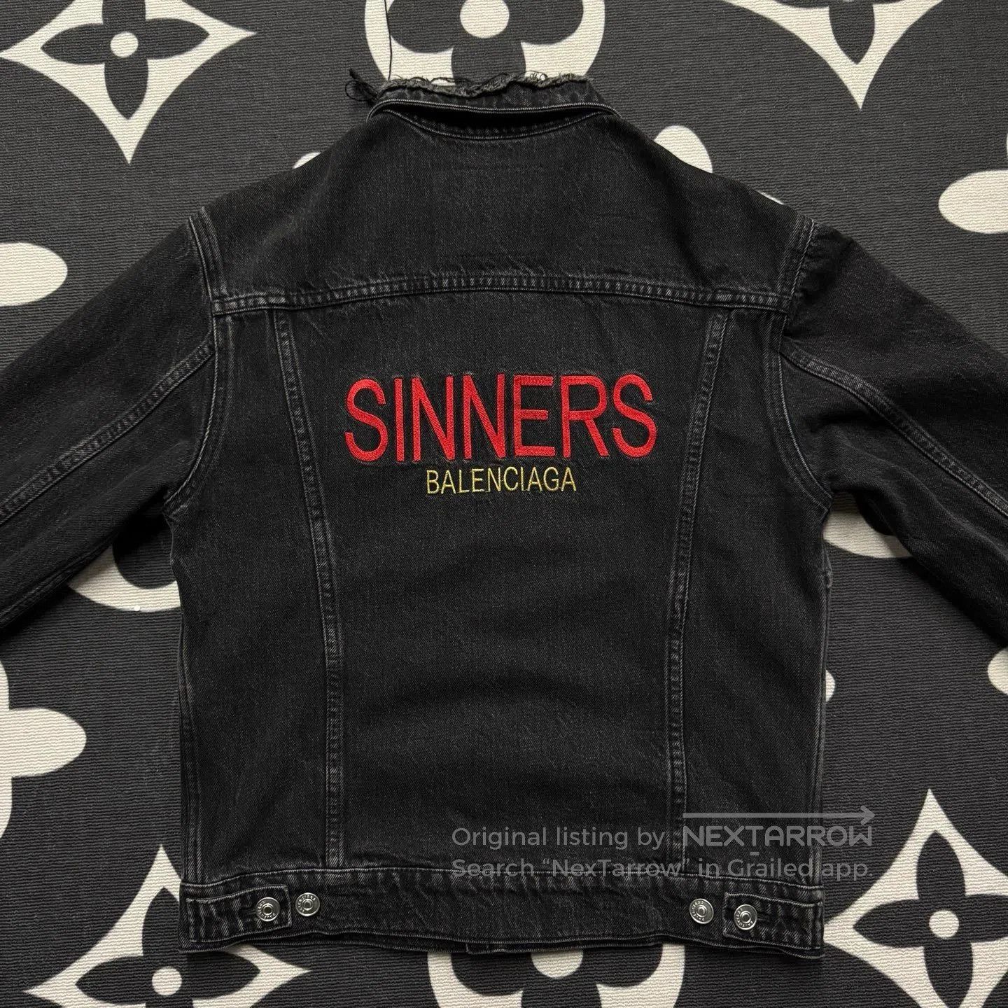 Balenciaga Balenciaga Sinners Embroidered Denim Jacket. Size US M / EU 48-50 / 2 - 3 Thumbnail